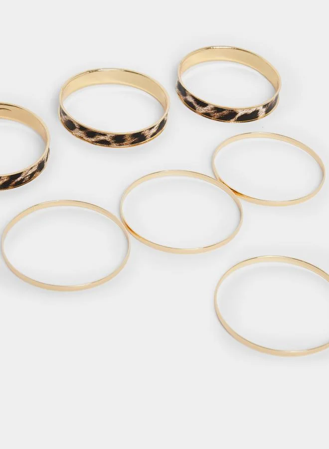 ستايلي طقم أساور حلقية بطبعة جلد حيوان